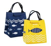 2 Pezzi Borsetta Termica,21 x 15 x 23 cm Borsa Porta Pranzo da Ufficio,Giallo e Tibetano Borsetta Frigo Piccola Termica,Tessuto di Oxford e Cotone di Perla per Lavorare,Fare Picnic e Viaggiare