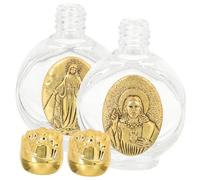 2 Pezzi Bottiglia D'acqua Santa in Vetro Oro Decorativa per Battesimo e Comunione, Portatile a Prova di Perdite, Accessorio Raffinato per Decorazione Religiosa Stili multipli
