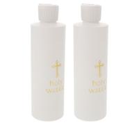 2 Pezzi Bottiglia di Acqua Santa 250ml Croce Dorata in Plastica | Chiesa e Riti di Esorcismo, Spruzzo Controllato, Leggera, Mini Croce in Legno, Bianca