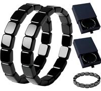 2 Pezzi Bracciale In Ematite Uomo - Bracciale In Ematite Hermios, He-my Bracciales In Ematites Da Uomo, Pietra Naturale, Design Ispirato A Romani E Vichinghi, Misura Regolabile Per Uomini E Donne