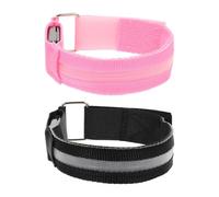 2 Pezzi Bracciale Luminoso LED per Corsa Notturna, Luce Segnaletica | Luce Continua, Lampeggio Lento e Rapido, Autonomia 60-80 Ore, Due Batterie a Bottone Incluse