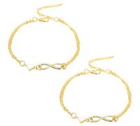 2 Pezzi Bracciale Per Collegamenti A Infinito, Braccialetto Di Fascino Del Simbolo Del Cuore Della Moda Per Donne, Cerchio Di Collegamento In Lega Regolabile, Catena Di Polso Elegante Personalizzata
