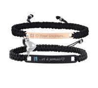 2 pezzi bracciale personalizzato per coppia, bracciale intrecciato in acciaio inossidabile con zirconia cubica, bracciale con incisione innamorata, donna, uomo, bracciali per amicizia, famiglia,