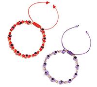 2 Pezzi Bracciale Turco Blu Perline Evil Eye, Bracciale Turco Blu Perline, Elastico Mano di Fatima Braccialetto, Blu Malocchio Perline Charm Bracciale, per Protezione e Benedizione Donna Uomo