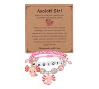 2 pezzi Braccialetti Axolotl per Ragazze, Regolabili Carini Argilla Ciondolo Axolotl Braccialetto di Perline Set Gioielli Fatti a Mano per Bambini Adolescenti Amici Regali di Compleanno Laurea
