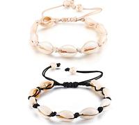 2 Pezzi Braccialetti con Caviglia Naturale Bracciale alla Caviglia con Crochet a Conchiglia Fatto a Mano Calzerotto Boho Gioielli Cavigliera per Tallone Regolabile per Donne Ragazze Feste in Spiaggia