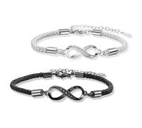 2 Pezzi Braccialetti Coppia Infinito braccialetti con anello Mobius Braccialetti Amicizia Creativo Coppia Bracciale Fatto a Mano Bracciale regolabile coppie Intrecciati per amanti,donne,uomini 15+5cm