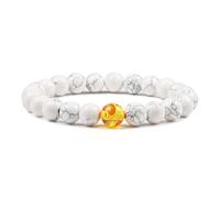 2 pezzi braccialetti di pietra coppia perline di distanza pietra di roccia braccialetto elastico con ciondolo a filo gioielli da uomo Per Donna(17cm,Imitation Amber)