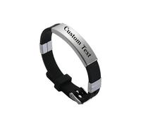 2 Pezzi Braccialetti Identificativi Di Sicurezza Anti-smarrimento Personalizzati Nome Personalizzato silicone Morbido Gioielli per Bambini Ragazze Ragazzi Black,2pcs
