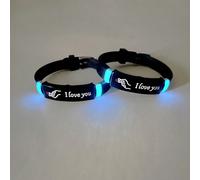 2 pezzi Braccialetti in silicone nero con lettera luminosa a forma di cuore e scritta "Ti amo", crescono al buio, per donne e uomini, idea regalo per i propri cari durante l'estate e le vacanze Silico