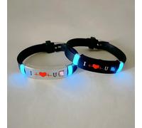 2 pezzi Braccialetti in silicone nero con motivo luminoso "Ti amo lo sai" a forma di cuore, che brillano al buio, per donne, occasioni speciali, San Valentino, Festa della Mamma, regalo Silicone