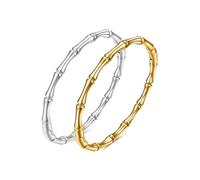 2 Pezzi Braccialetti Oro et Argento Acciaio Inossidabile Bracciale Impilabile Rigido in Acciaio con Chiusura Magnetica a Scomparsa per Donna Ragazze Gioielli Regalo di San Valentino Natale Festa
