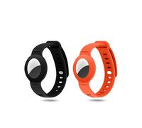 2 Pezzi Braccialetto AirTag per Bambini, Bracciale per AirTag, Custodia Protettiva in Silicone per AirTag, Braccialetto AirTag per Orologio per Bambini, Neonati (Nero e Rosso)