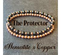 2 pezzi Braccialetto boho con perline di ematite e rame, deflette la negatività, adatto per uso quotidiano per uomo e donna Pietra