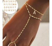 2 pezzi Braccialetto elegante e minimalista con lettere collegate in oro, gioiello di moda versatile adatto per uso quotidiano L,M,S,H,A,T,O,X,B,C,D,E,F,G,I,J,K,N,P,Q,R,U,V,W,Y,ZLega di zinco
