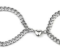 2 Pezzi Bracciali Amante Braccialetti magnetici Regolabili in Acciaio Inossidabile con Cuore in voga per Feste, Set di Braccialetti per Donne Ragazze Adolescenti Attractive And Professional