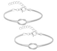 2 Pezzi Bracciali Coppia Argento con Nodo dell'Amore - Bracciali Partner Regolabili in Acciaio Inossidabile | Regalo per Anniversario, Amicizia, Matrimonio | Design Elegante e Anti-Allergenico