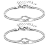 2 Pezzi Bracciali Coppia Bracciale Amicizia Bracciale Donna Argento 925 Bracciali Amicizia Donna, Braccialetti Nodo D'amore, Regali di Coppia, Regalo Amica, Regalo Fidanzato,San Valentino Per Lei