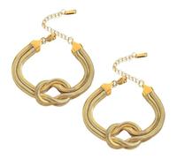 2 Pezzi Bracciali Coppia oro con Nodo dell'Amore - Bracciali Partner Regolabili in Acciaio Inossidabile Regalo per Anniversario, Amicizia, Matrimonio Design Elegante e Anti-Allergenico