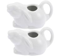 2 Pezzi Bricco Latte Ceramica a Forma di Coniglio, Bianco