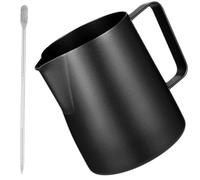 2 Pezzi Bricco per Montare Latte in Acciaio Inox Nero 600ml Penna