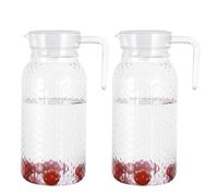 2 Pezzi Brocca in Acrilico:TOATELU 1000ml Caraffa per Acqua Trasparente con Coperchio,Caraffa in Acrilico Resistente al Calore per Bevande Fredde e Calde, per Limonata, Succhi di Frutta, Tè, Senza BPA