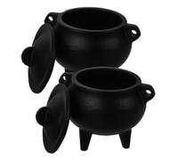 2 Pezzi Bruciatore D’incenso in Ghisa Tripode con Coperchio | Adatto a Incenso a Bastoncino e Cono, Design Retrò Minimale, Colore Nero, per Interni Tradizionali
