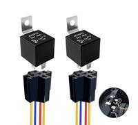 2 Pezzi Cablaggio Relè 12V 40A 4 Pin SPST JD1912 con Imbracatura di Socket, Relè Fili di Rame per Impieghi Gravosi 4 Pin 12V 30A per Autocarri, Moto, Barche e Furgoni e Barche