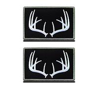 2 Pezzi Caccia Corna "Hunting Antler" Emblema Gancio e Anello Ricamato Toppa per Squadra Lavoro Maglia Zaino Cappelli Gilet di Cane Caccia Tattico Militare Toppa Collezione