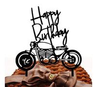 2 Pezzi Cake Topper con Moto, DOYUKY Happy Birthday Topper per Torta Forma di Moto Nera, Decorazione Forma Moto, per La Festa di Compleanno dell'uomo o Il Compleanno del Ragazzo