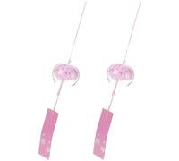 2 Pezzi Campanello Eolico in Vetro Rosa, Decorazione Semplice | Suono Nitido, Uso Interno ed Esterno, Include Etichetta in Carta, Dettagli e Carta