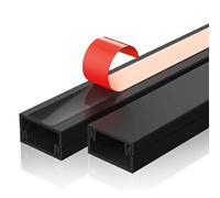 2 Pezzi Canalina Passacavi Muro Canaline Cavi, Larghezza 1,5 cm-10 cm, Design Tagliabile, per Uffici Corridoi Negozi Palestre Soggiorni(Black,100x3.9x1.9cm/39x1.5x1in)