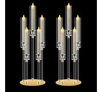 2 Pezzi Candelabro in Acrilico con Base Metallo, Portacandele Alto 68 cm 5 Bracci, Centrotavola Stabile per Matrimonio, Natale e Casa