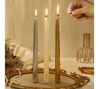 2 pezzi Candele a stelo lungo da 10 pollici in stile europeo, elettroplaccate e colorate con perle, candele da matrimonio senza fumo, adatte per cene a lume di candela, per fotografia di alta qualità,