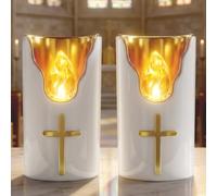 2 Pezzi Candele led, Lumini cimitero led batteria per cimiteri e chiese