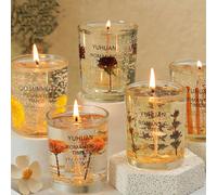 2 pezzi Candele profumate trasparenti con fiori veri all'interno, possono essere utilizzate come decorazione da tavolo, accessori per cena a lume di candela, regali per matrimonio, anniversario, compl