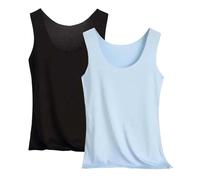 2 pezzi Canotta da donna, sottoveste elastica, top basic, senza maniche, estivo, biancheria intima, camicie, top aderente, leggero, scollo a U, canottiera sportiva, sottoveste, per ragazze, Blu 1, 4XL