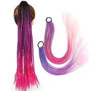 2 Pezzi Capelli Intrecciati Sporchi, Extension Capelli Colorati, Pezzi di Capelli Colorati, Adatto per Feste, Esibizione, Cerchietti Quotidiani per Donne/Ragazze