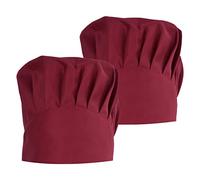 2 Pezzi Cappelli da Cuoco Donna Uomo, Regolabile Cappello da Cucina Elastici, Traspirante Berretto Cuoco Cappelli da Caffetteria Ristorante, Cappello Chef per Adulti Pasticcere Bar Casa Hotel (Rosso)