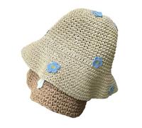 2 pezzi cappellini di paglia a forma fiore for le donne estate viaggio protezione solare versatile mostra il viso piccoli cappelli da pescatore carini Per Viaggi(Beige and Coffee)