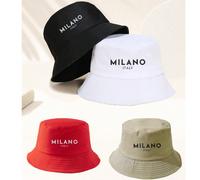 2 pezzi Cappello a secchiello unisex colorato con motivo a lettera Milano, adatto per viaggi all'aperto, vacanze al mare, festival e abbinamenti casual di moda, il miglior regalo per le vacanze 1 capp