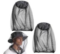 2 Pezzi Cappello Apicoltore con Rete Zanzariera Testa, Maschera Anti Insetti e Zanzare per Pesca, Escursionismo e Campeggio, Protezione Viso in Nylon Traspirante, Nero