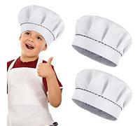 2 Pezzi Cappello da Cuoco, Cappello da Chef per Bambino, Cappello da Cuoco Regolabile, Cappello da Cucina Regolabile per Ristorante, Cucina, Vestito di Halloween Cosplay (Bianco)