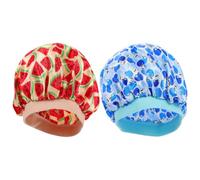 2 Pezzi Cappello da Notte in Raso, Rotondo, Ampio | Stampato Creativo, Leggero e Pieghevole, Comodo per Lavaggio Viso a Casa, Due Pezzi