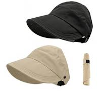 2 Pezzi Cappello Donna cap Folding Outdoor Berretto con Foro a Coda