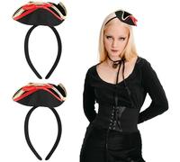 2 pezzi cappello pirata da donna pirata cerchietto a tre punte mini copricapo accessorio per capelli per carnevale festa a tema Halloween