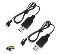 2 Pezzi Caricabatteria RC 3.7V per Batterie NiMH LiPo, Cavo USB Ricarica SM-2P Spina per Auto Telecomandate Drone Quadricottero FPV Giocattoli RC, Caricatore Sicuro con LED Indicatore Universale