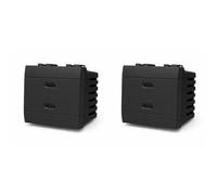 2 Pezzi Caricatore Doppio USB-C 45W, Compatibile Bticino Living International, Presa USB Tipo C da Incasso, 2 Moduli, Ricarica Rapida 5V 9V 12V 15V 3A e 20V 2.25A, Nero