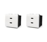 2 Pezzi Caricatore Doppio USB-C 45W, Compatibile Bticino Living Light, Presa USB Tipo C da Incasso, 2 Moduli, Ricarica Rapida 5V 9V 12V 15V 3A e 20V 2.25A, Bianco