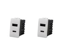 2 Pezzi Caricatore Presa USB-C + USB-A, Compatibile Con Bticino Living Light, Ricarica Rapida 5V 9V 12V 20W, Colore Bianco, Serie MBL